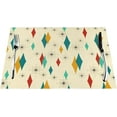 thumbnail image 2 of Mid Century Modern Placemats Set of 4 Retro Decor Table Mats for Kitchen Dining Table Holiday Party Heat Resistant Washable Farmhouse Yellow Place Mats, Linen 12x18 Inch, 2 of 6