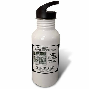 3dRose Queen City Bicycle Shop Advertisment 3, Sports Water Bottle, 21oz