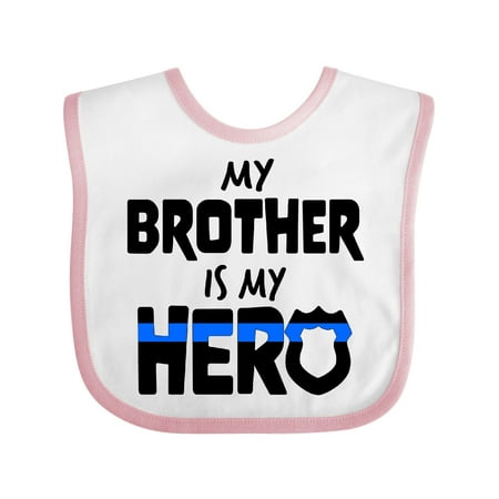 

Inktastic My Brother is My Hero Police Officer Family Boys or Girls Baby Bib