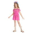 thumbnail image 5 of HNMKIU Halloween Clothes Girls Off Shoulder Mexican Folk Jumpsuit Rose Day Of The Dead Outfit Elegant Fancy Dress Party Wear Pink,3-4 Years, 5 of 6