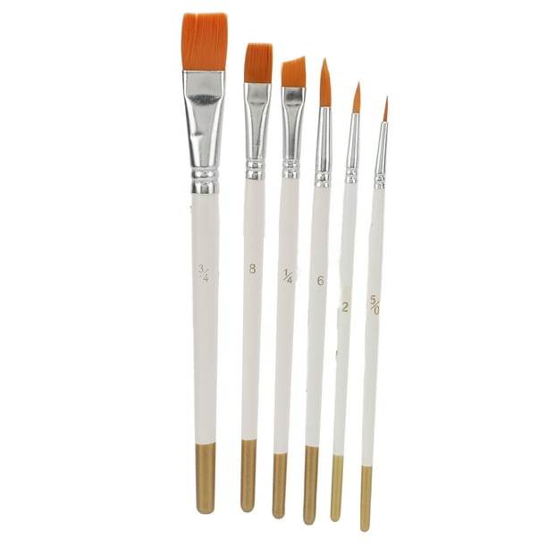Acuarela 6 PCS Pincel Mini Nylon Nylon Barra Blanca Pinta Al ÓLeo Puntas Redondas Puntas Planos de Acuarela