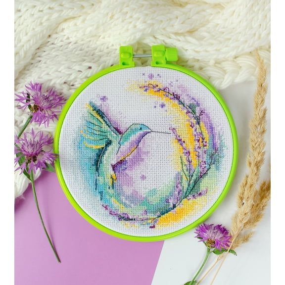 Wizardi Counted Cross-Stitch kit - Color Whirlwind. Beginner Embroidery Kit for Adults. Cross-Stitch Supplies. Needle, Canvas, Scheme, Floss and Floss Organizer Kit. AHM-073 Abris Art