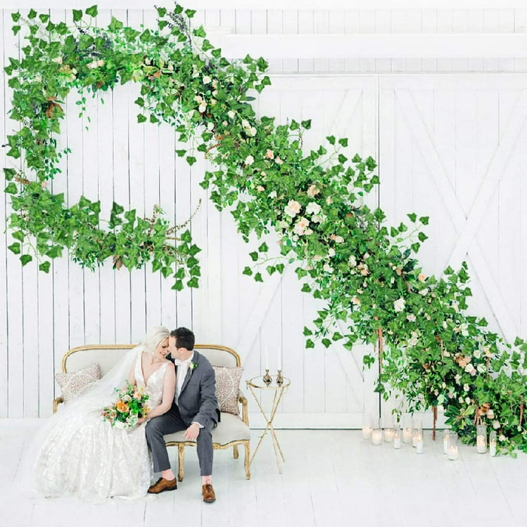 Dolicer 12 Strands 84ft Fake Vines for Bedroom, Artificial Ivy Garland with 33ft String Lights, Fake Ivy with Fake Leaves Wall, Ivy Leaves Room