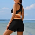thumbnail image 2 of FchengtaiS Women Two Piece Athletic Swimsuits High Waisted Bikini Set Sporty Crop Top with Boy Shorts Color Block Bathing Suits, 2 of 6