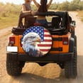 thumbnail image 3 of KAKALAD Bald bird with american flag Spare Tire Cover Universal Vehicle Accessories Buckle Car Tools 14”in, 3 of 6