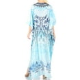 thumbnail image 2 of Sakkas Yeni Women's Short Sleeve V-neck Summer Floral Long Caftan Dress Cover-up - TTU389-Turq - One Size, 2 of 5