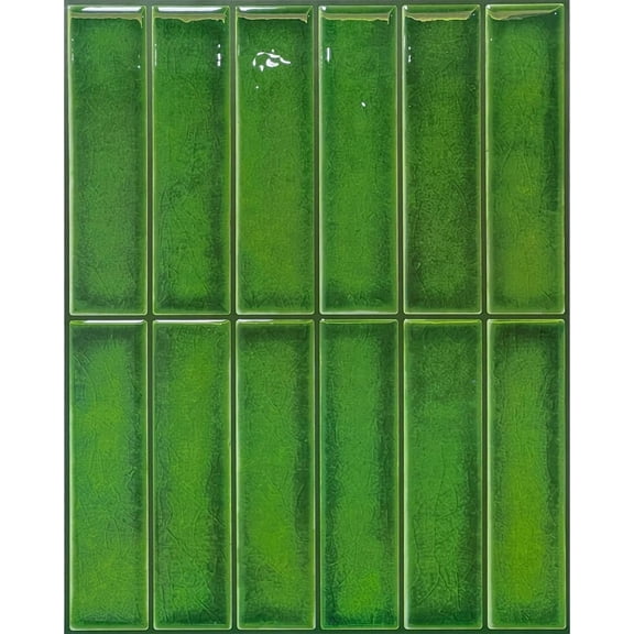 5 Sheets Peel and Stick Backsplash, Self Adhesive Wall Tiles - 11.5"x9" Morocco Tile Backsplash for Kitchen, Bathroom, Fireplace, RV(Green Glaze)