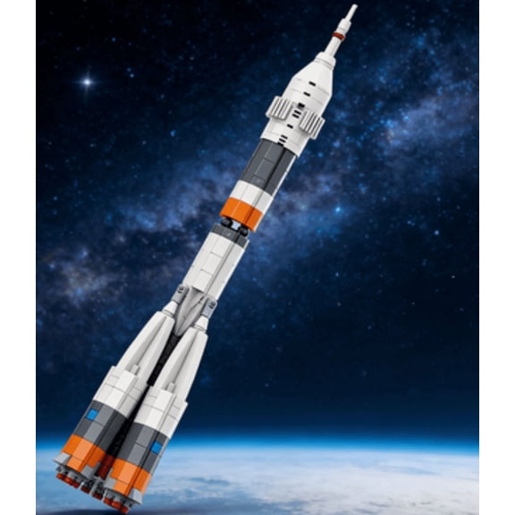 CNV MOC 34825 Soyuz Rocket Building Blocks, Small Particle Space Launch Vehicle Model, Compatible with Major Bricks, Educational DIY Toy for Kids