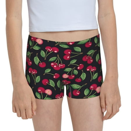 Pofeuu Ripe Red Cherry Print Soft Cotton Girls Boyshort panties Toddler Underwear-Small