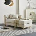 thumbnail image 5 of 66.9"W Modern Velvet Chaise Lounge with Tufted Back and 2 Toss Pillows, Luxury Upholstered Chaise Sofa for Living Room, Bedroom, or Apartment, Comfortable and Stylish Seating (Beige), 5 of 10