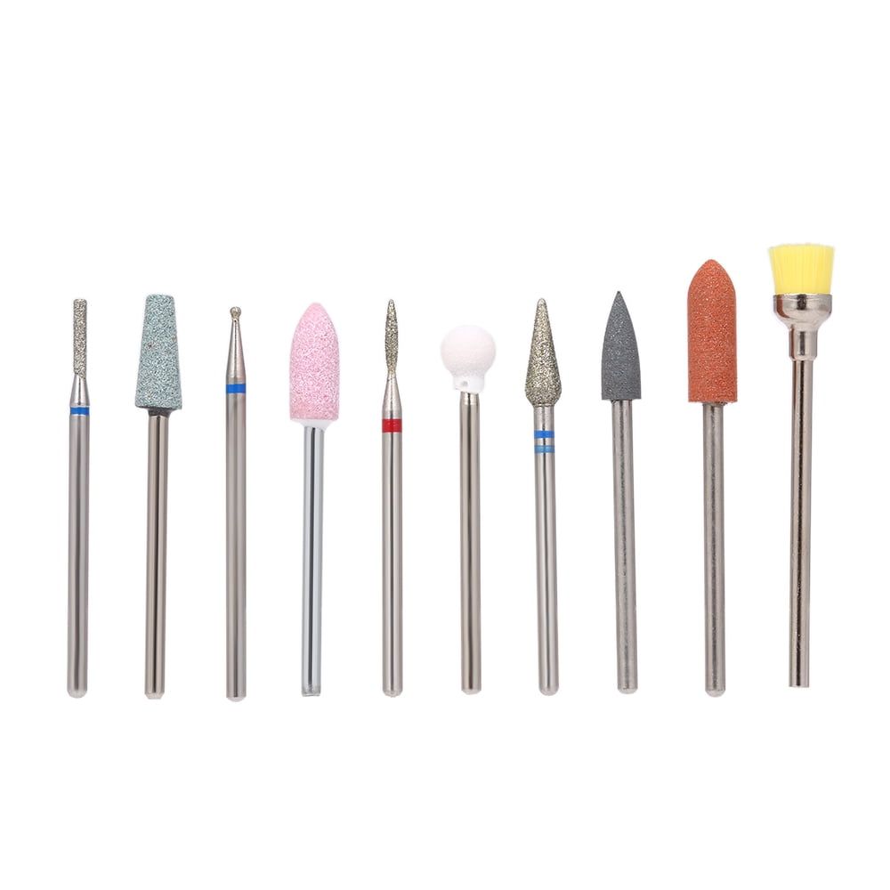 10pcs Nail Drill Bits Cuticle Cleaner Dust Drill Brush Rotary Polishing