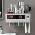 thumbnail image 3 of Asunby  Punch-Free Wall-Mounted Toothbrush Cup Holder, an Automatic Toothpaste Dispenser, a Multifunctional Bathroom Accessory Set with Cups and Storage Functions, and a Bathroom Storage Box, 3 of 7