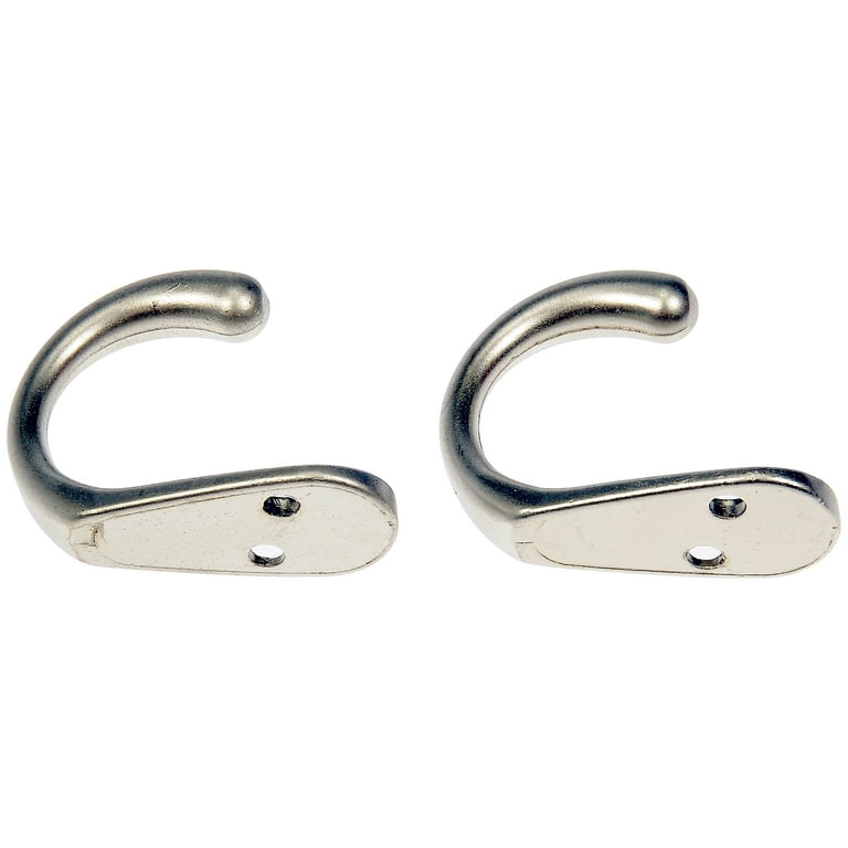 Mainstays, Single Satin Nickel Hooks, 2 Pack, Mounting Hardware Included, 10 lb