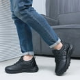 thumbnail image 3 of Snow Boots for Men Platform Soft Sole Lace up Waterproof LeatherWinter Booties Furry Lined Warm Winter Sneakers Black Size 9.5, 3 of 7