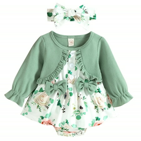 

Viworld Newborn Infant Baby Girl Bodysuits Long Sleeve Ribbed Romper Onsie Tutu Skirt Dresses