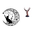 thumbnail image 1 of Escultura de gato místico con cabeza de ciervo, estatua de animal, decoración del hogar para amantes de los gatos y la naturaleza., 1 of 8