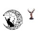 thumbnail image 1 of Escultura de gato místico con cabeza de ciervo, estatua de animal, decoración del hogar para amantes de los gatos y la naturaleza., 1 of 8