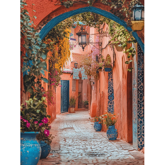 Moroccan Alleyway Canvas Print/Wall Art， Perfect for Living Room， Bedroom， Dining Room， Office， and Hallway Decoration.