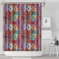 thumbnail image 2 of Extra Long Boho Shower Curtain 72x84 Inches - Vintage Floral & Tropical Leaves Pattern, Waterproof Bohemian Bathroom Decor with 12 Hooks, Tribal Rustic Style, 2 of 5