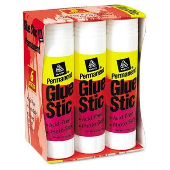 Avery  Clear Application Permanent Glue Stics  1.27 oz  6 Pack