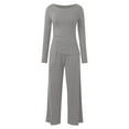 thumbnail image 6 of Fiaer,2 Piece Sets for Irregular Hem Tshirts and Palazzo Pants,Womens Casual Trendy Lounge Wear Sets,Ladies Solid Color Lightweight Outfits Set GY22 XL, 6 of 6