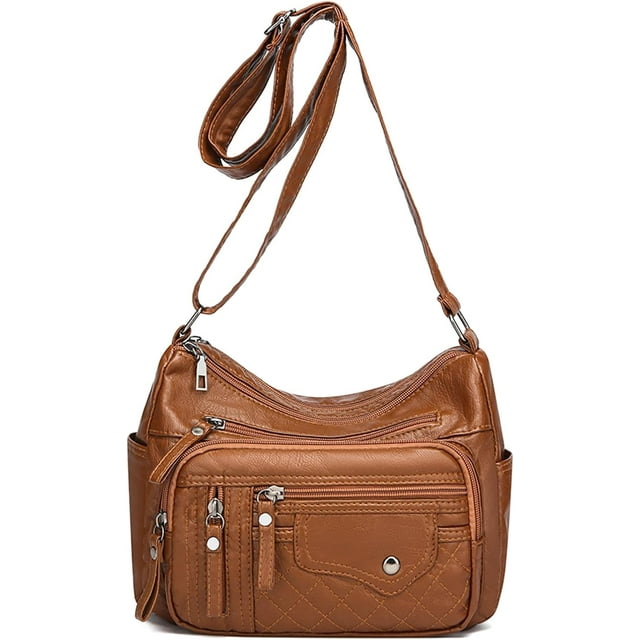 LHSHID Crossbody Bag for Women Soft PU Leather Shoulder Purses with Anti Theft Pockets Lightweight