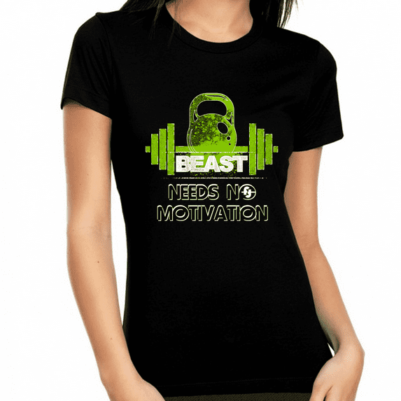 Graphic Tees for WOMEN and TEENS - Motivational Workout Tops for WOMEN Vintage Casual Workout Shirts - Beast