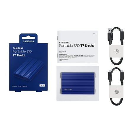 Samsung - T7 Shield 1TB External USB 3.2 Gen 2 Rugged SSD IP65 Water Resistant - Blue