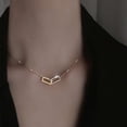 thumbnail image 4 of Kripyery Women Necklace Geometric Shiny Rhinestone Inlaid Adjustable Extension Chain Decorative Gift Double Square Interlock Pendant Clavicle Chain Jewelry for Dating, 4 of 8