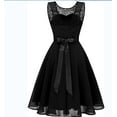 thumbnail image 6 of Women's Cocktail Dresses Prom Wedding Guest Short Bridesmaid Dresses Ruffle Hem Sleeveless Lace Formal Dress, 6 of 7