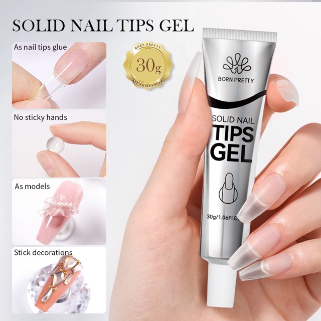 BORN PRETTY-esmalte de uñas de Gel transparente antiadherente para extensión de manos, 15ml, para dar forma al 3D, arte de uñas, gel duro de gelatina lechosa sólida para uñas postizas