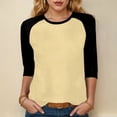 thumbnail image 2 of zaveiop 3/4 Sleeve Tops for Women Workout Jersey Shirts Baseball Style Raglan Tshirts Casual Color Block Tees Comfy Steetwear (Beige, XXL), 2 of 6