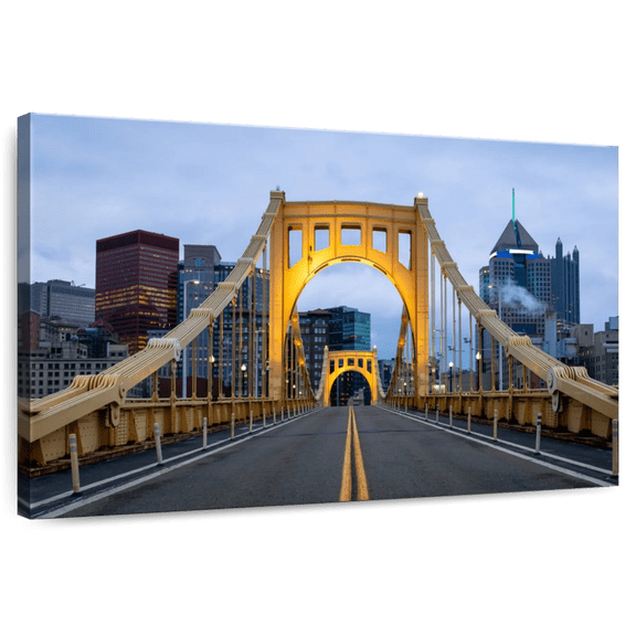 Elephant Stock Roberto Clemente Bridge Wall Art - Horizontal Canvas Wall Art - Living Room Wall Decor - Transportation Canvas - Gray And Orange Decor - 12" x 8"