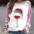 thumbnail image 1 of TIMIFIS Cadeaux de Noël Chandail en Molleton à Col Rond pour Femmes Chandail Décontracté d'Hiver avec Verre de Vin et Chapeau de Père Noël Imprimé Manches Longues, 1 of 4