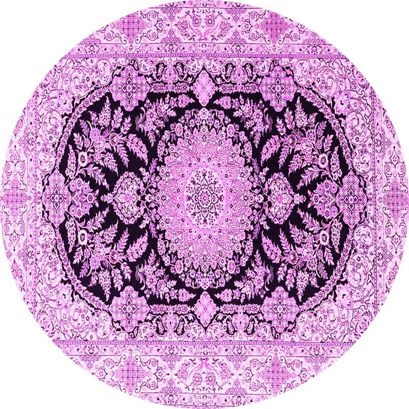 Ahgly Company Indoor Round Medallion Pink Traditional Area Rugs, 7' Round