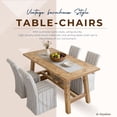 thumbnail image 3 of Dayalane 63" Farmhouse Dining Table Set for 4, Solid Wood Kitchen Table Set with Linen High Back Slipcovered Parsons Dining Chairs for Kitchen Dining Restaurant, 4 Stripe Chairs & 1 Natural Table, 3 of 8