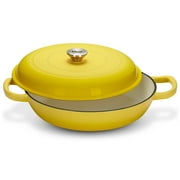 Klee Enameled Cast Iron Casserole Braiser Pan with Lid, 3.8 Qt, 12-Inch (Yellow)