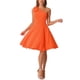 thumbnail image 1 of Vestido de fiesta A-Line con tirante asimétrico y lazo para mujer INSPIRE CHIC, con bolsillos, color naranja, talla XS, 1 of 6