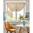 thumbnail image 3 of Khaki Solid Color Sheer Waterfall Valance Curtains for Window, Aesthetics Contemporary Luxury Rod Pocket Sheer Topper Swag Curtains for Living Room, Kitchen 38.5"W x 47.2"L, 1 Panel, 3 of 7