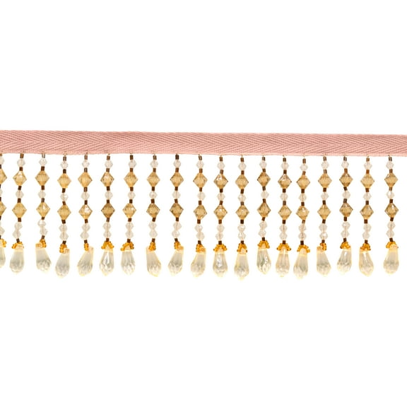 2 1/2" (6cm) Beautiful Handcrafted Diamond Teardrop Beaded Fringe Trim # B12027,, Nutmeg Beige #E20008 (Sand Beige, Tan Beige, Light Brown) Sold By The Yard (36"/3 ft/0.9m)