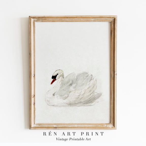 Vintage Swan Antique Nursery Wall Art Poster, Unframed Size 8x12