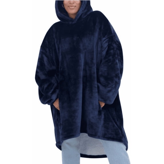 Oversized Fleece Hoodie Blanket, Unisex, Available in Black and Camo Pattern