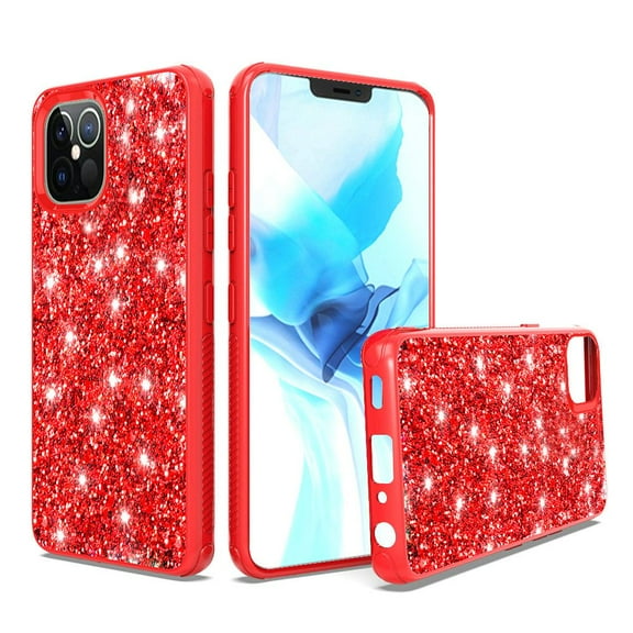 GSA Glitter Bling Hybrid Case For iPhone 12 Pro Max (6.7") - Red