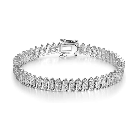 GEMSME Tennis Bracelets for Women Men 18K White Gold Plated Cubic Zirconia Tennis Bracelet 7 Inches