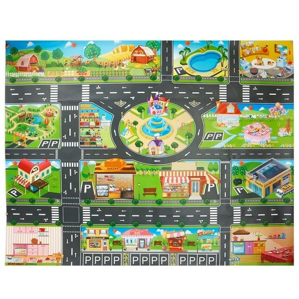 Alfombra De Juego Para Bebés, Alfombra De Carretera Para Niños, Alfombra De Tráfico De Dibujos Animados, Pequeños Juguetes De Interior, Alfombra Educativa Para Bebés Yuarrent FN002957-00