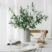 Washranp Artificial Olive Branches,Anti-fade Cloth Fake Plants Green Leaves Fruits with Stems Branch for DIY Wedding Home Decor