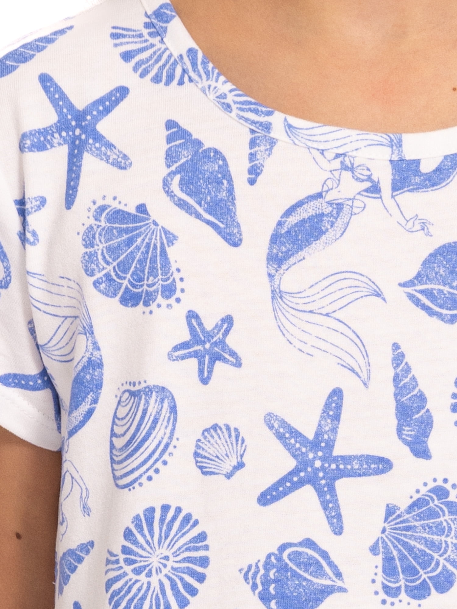 The Little Mermaid Ariel Girls Allover Print Dress with Short Sleeves, Sizes 4-12
