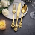 thumbnail image 4 of Gorgeous Gold Flatware Box Sets of Steel Knives and Forks,Heavy Tableware Antique Gold Flatware Set,Gold Flatware 18/10 Service for 4,Antique Baroque Gold-plated Style Flatware Set, 4 of 8