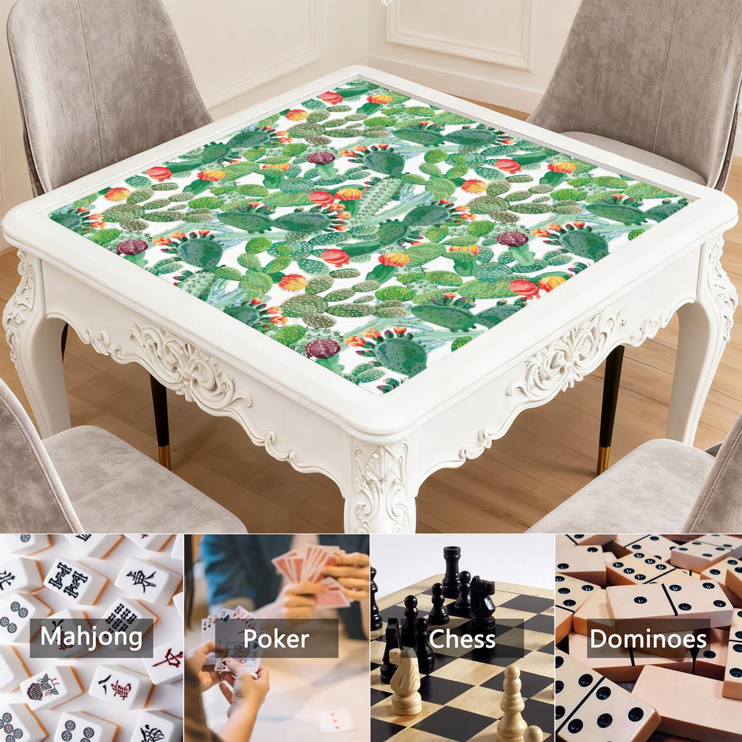 31.5 Inch Plants Design Mahjong Table Pad Made of Durable Rubber with Anti-Slip Non-Slip Surface and Noise Reducing Technology for Card Games Board Games Tiles