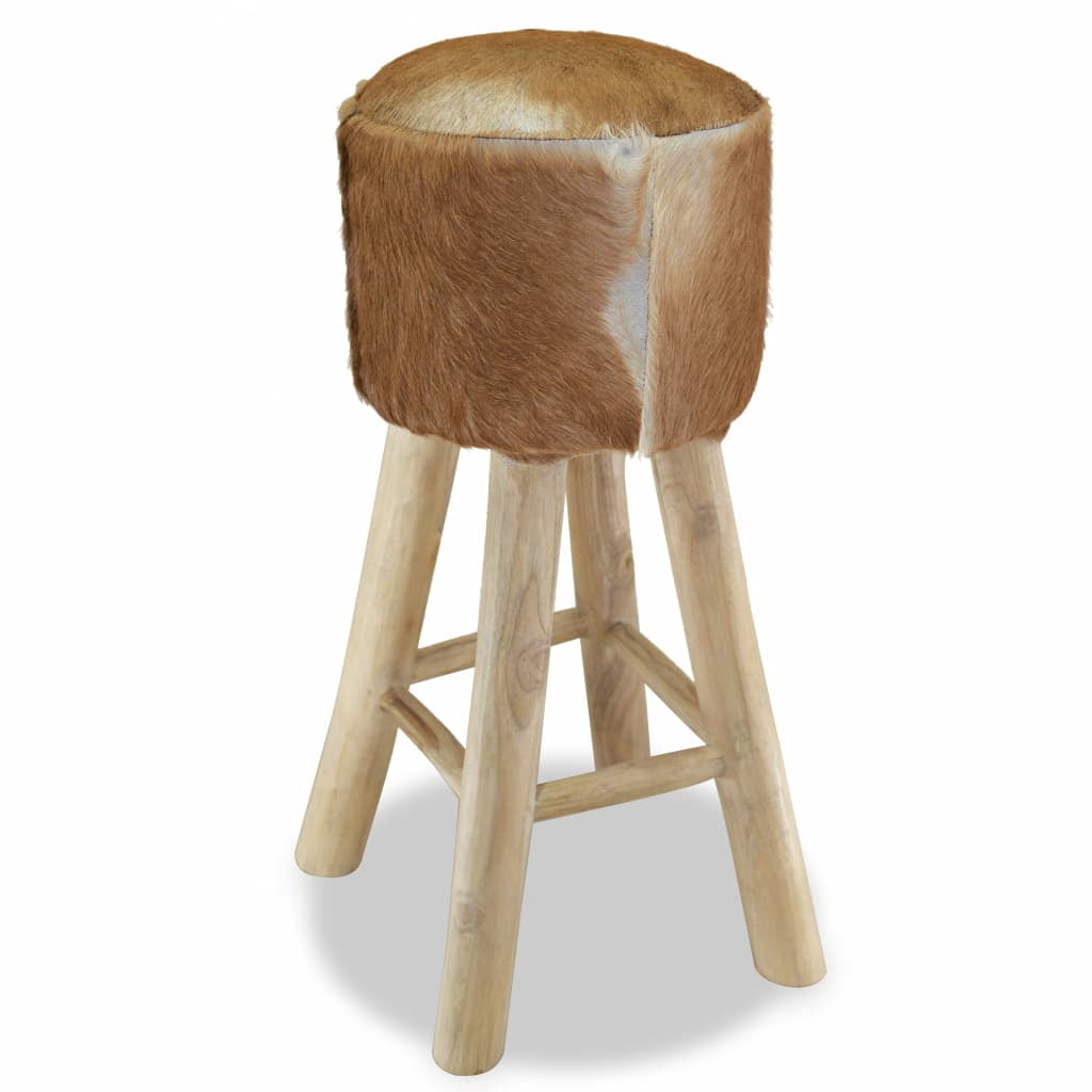 Kepooman 13.7" Modern Rustic Round Armless Bar Stool for Pub Home, Beige